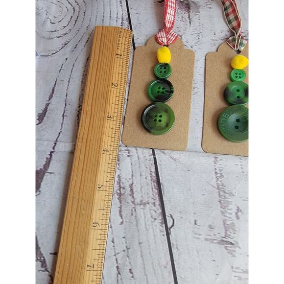 Handmade Button Christmas Grift Cards Christmas Tree Lot Of 3 - Picture 4 of 5